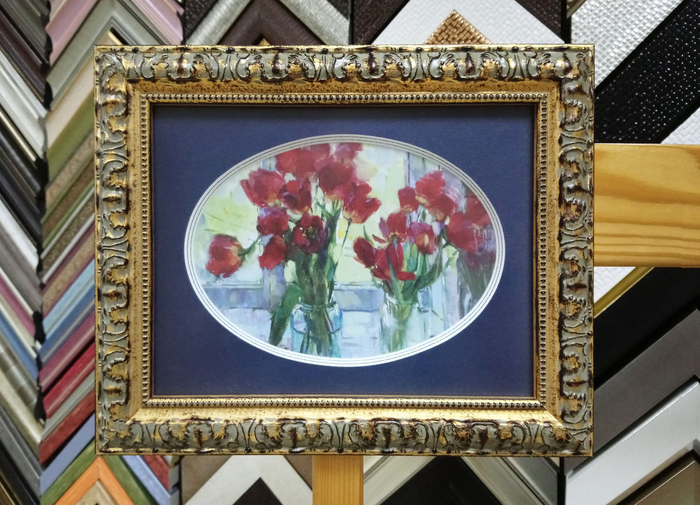 Antique Wood Picture Frame Gold and Silver. Width 1.3" x Height 0.8".