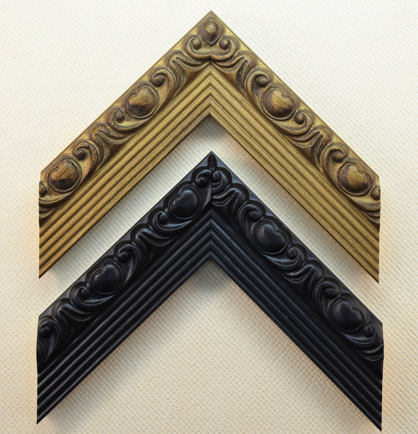 Stylish Bronze and Black Wood Picture Frame Hearts. Width 2" x Height 1.2".