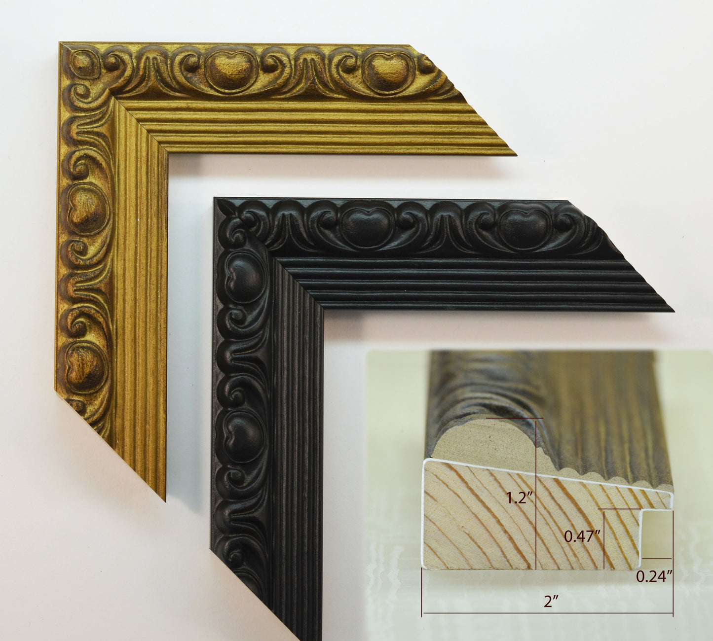 Stylish Bronze and Black Wood Picture Frame Hearts. Width 2" x Height 1.2".