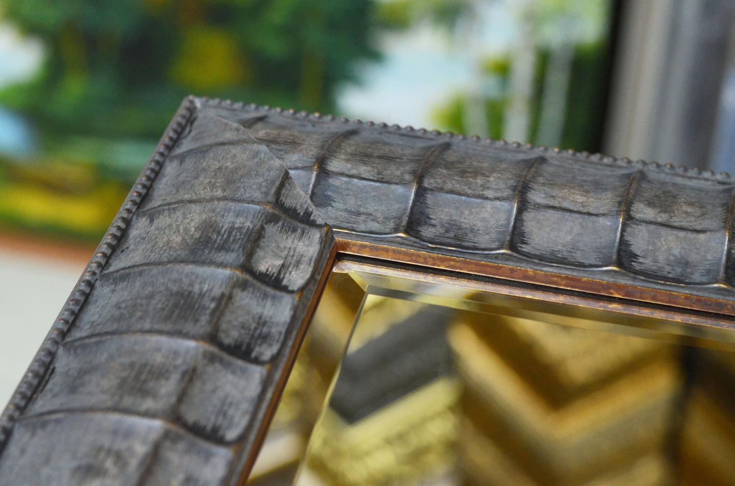 Unusual Picture Frame Turtle. Wood Frame Brown and Dark Brown. Width 3" x Height 1.1".