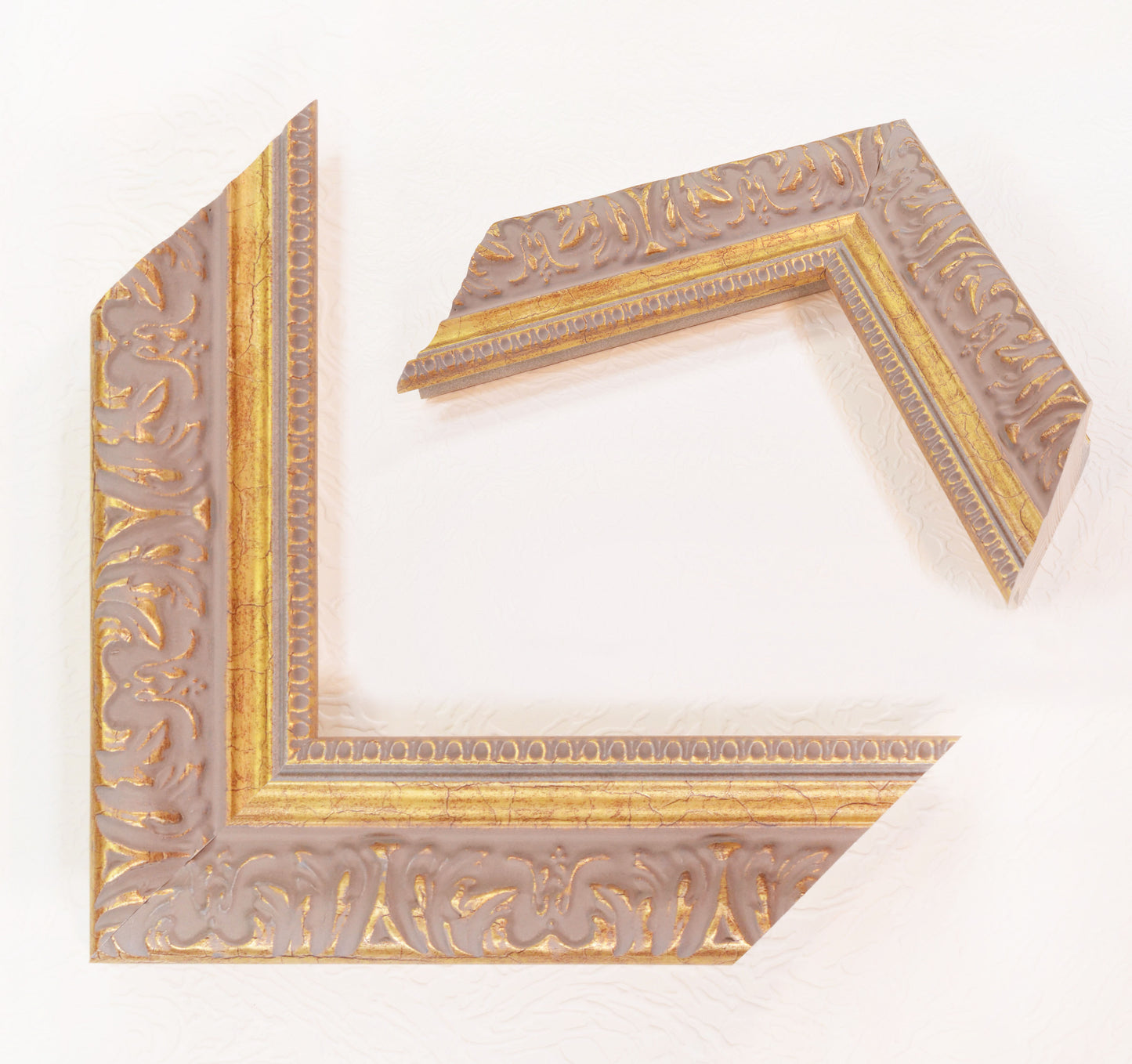 Antique Gold Painting Frame on Rich Gray Background in Classic Style. Width 2.13", Height 1.34".