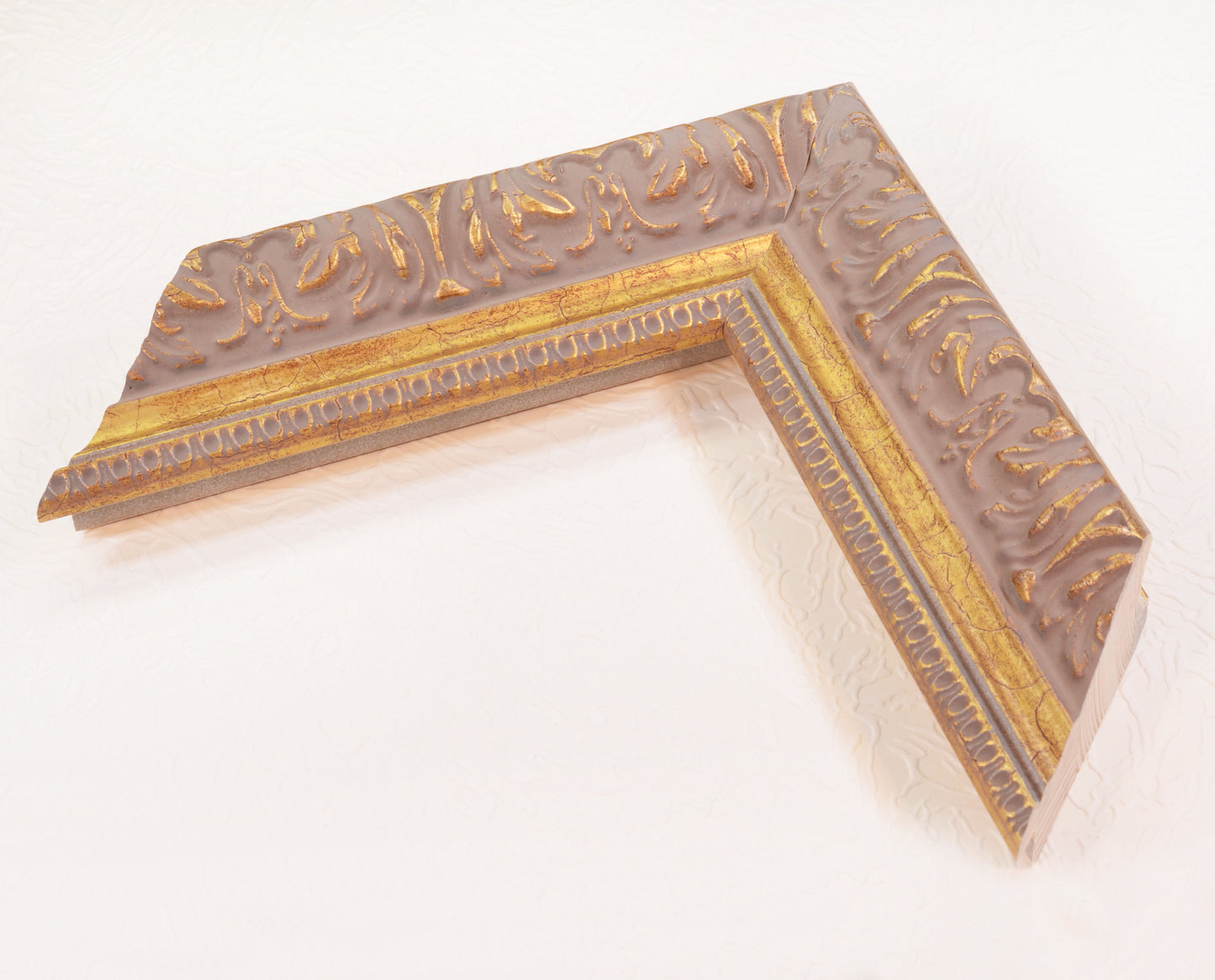 Antique Gold Painting Frame on Rich Gray Background in Classic Style. Width 2.13", Height 1.34".