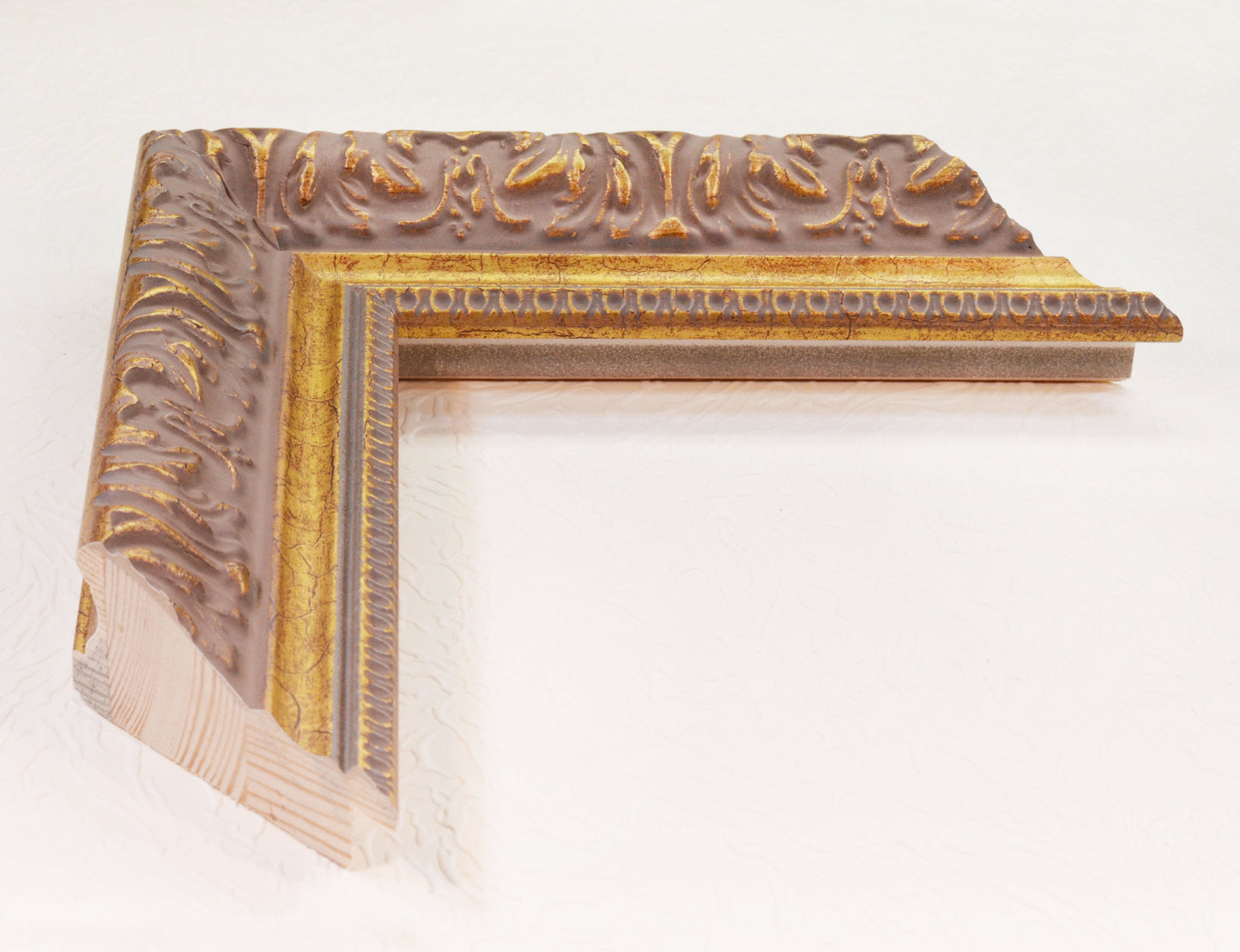 Antique Gold Painting Frame on Rich Gray Background in Classic Style. Width 2.13", Height 1.34".