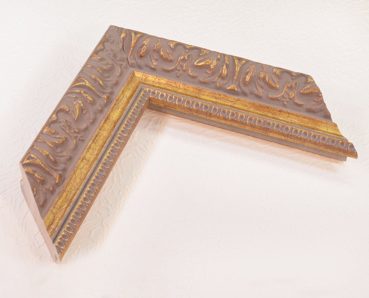 Antique Gold Painting Frame on Rich Gray Background in Classic Style. Width 2.13", Height 1.34".