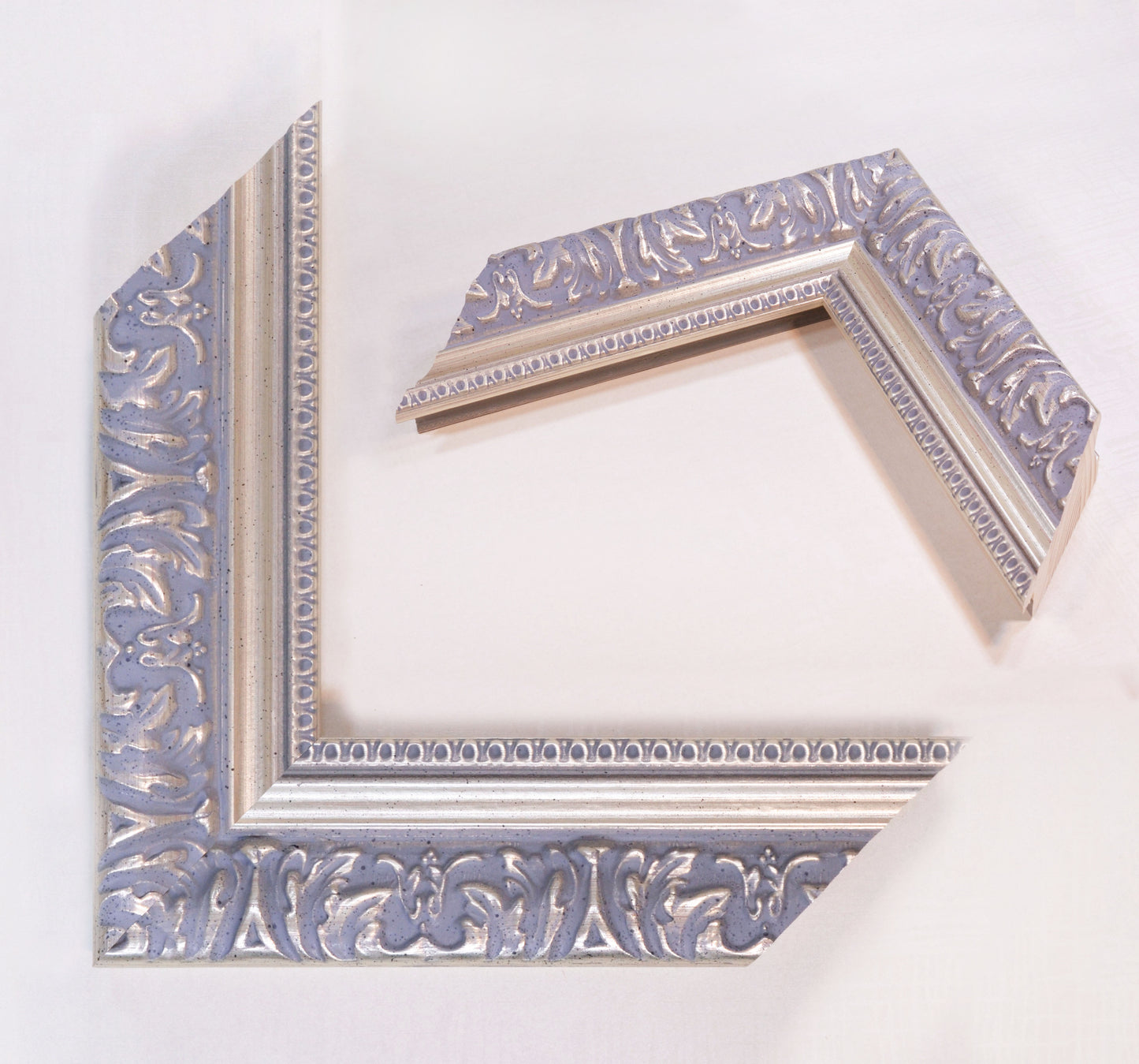 Antique Silver Picture Frame on a rich gray background with a classic style Silver stripe. 2.13" wide x 1.34" high.