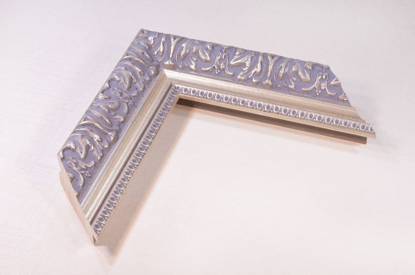Antique Silver Picture Frame on a rich gray background with a classic style Silver stripe. 2.13" wide x 1.34" high.