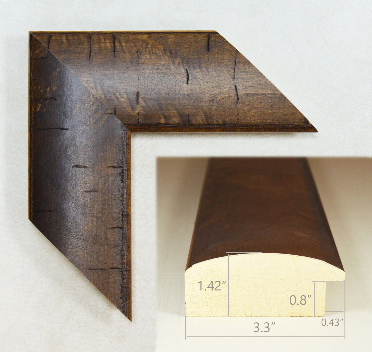 Brown frame for Diploma, Picture, Poster or Photo, 3.3 inches wide, 1.42 inches high.