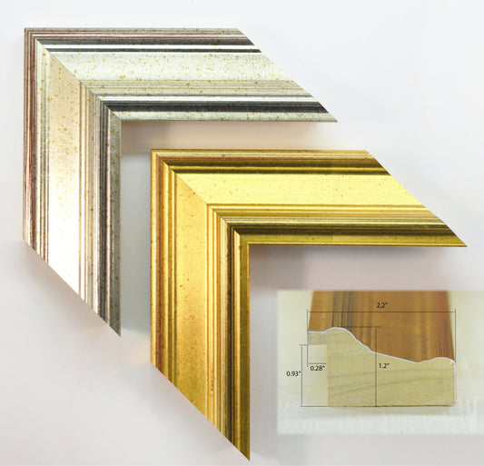 Antique Wood Picture Frame Gold and Silver. Width 2.2" x Height 1.2".