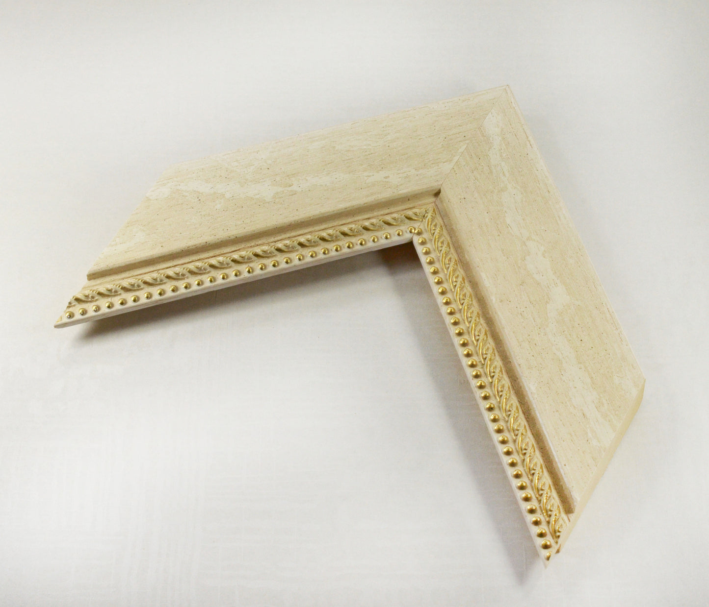 Beige Flat Frame with Delicate Gold Chain, 2.1 inches wide, 0.6 inches high.