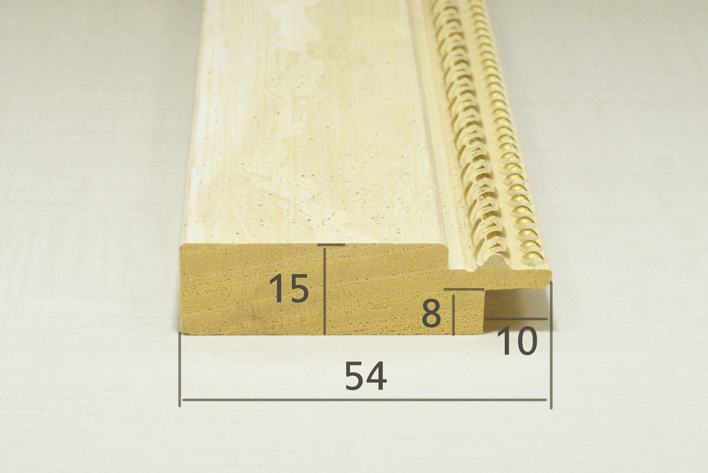 Beige Flat Frame with Delicate Gold Chain, 2.1 inches wide, 0.6 inches high.