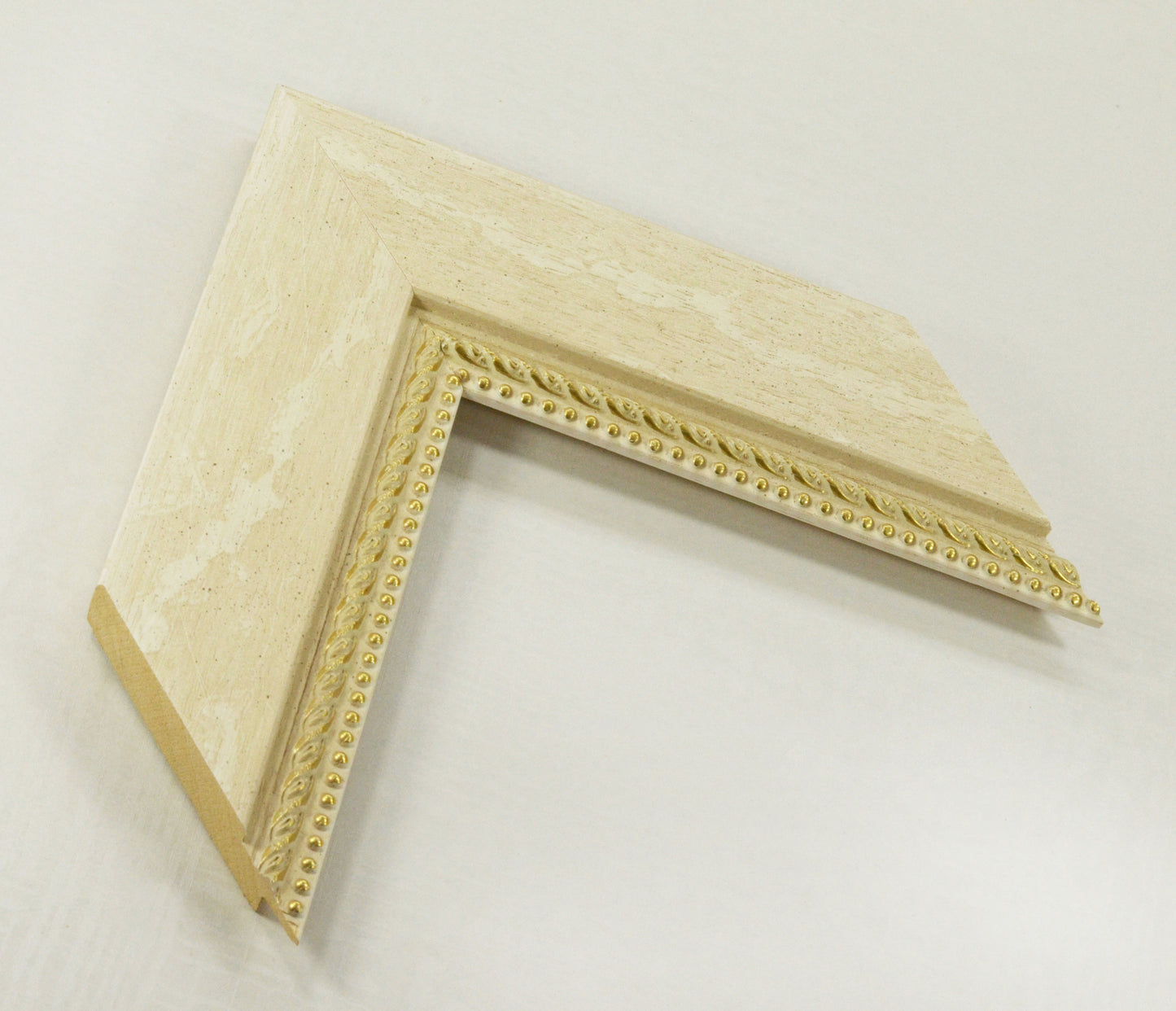 Beige Flat Frame with Delicate Gold Chain, 2.1 inches wide, 0.6 inches high.