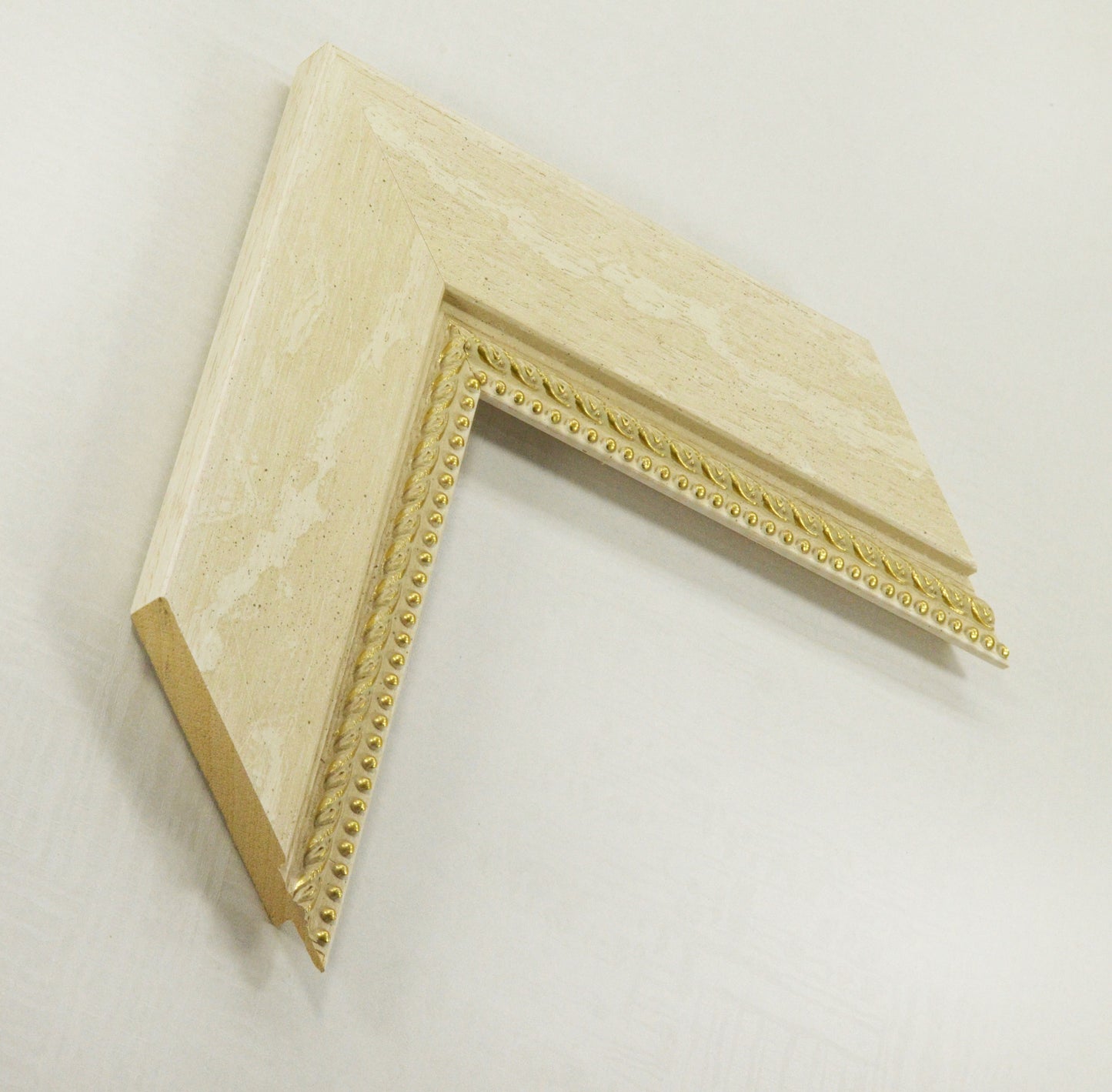 Beige Flat Frame with Delicate Gold Chain, 2.1 inches wide, 0.6 inches high.