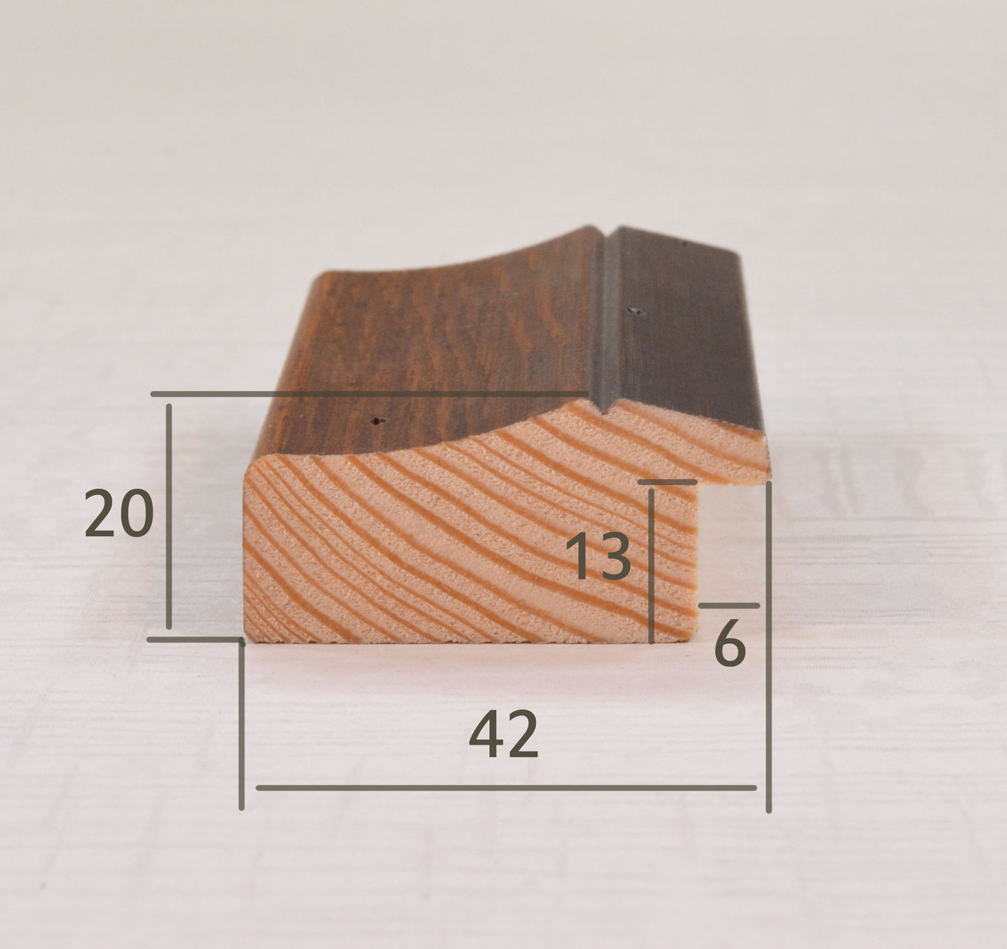 Brown wooden frame for painting, poster or photo Width 1.65 inches, Height 0.8 inches.