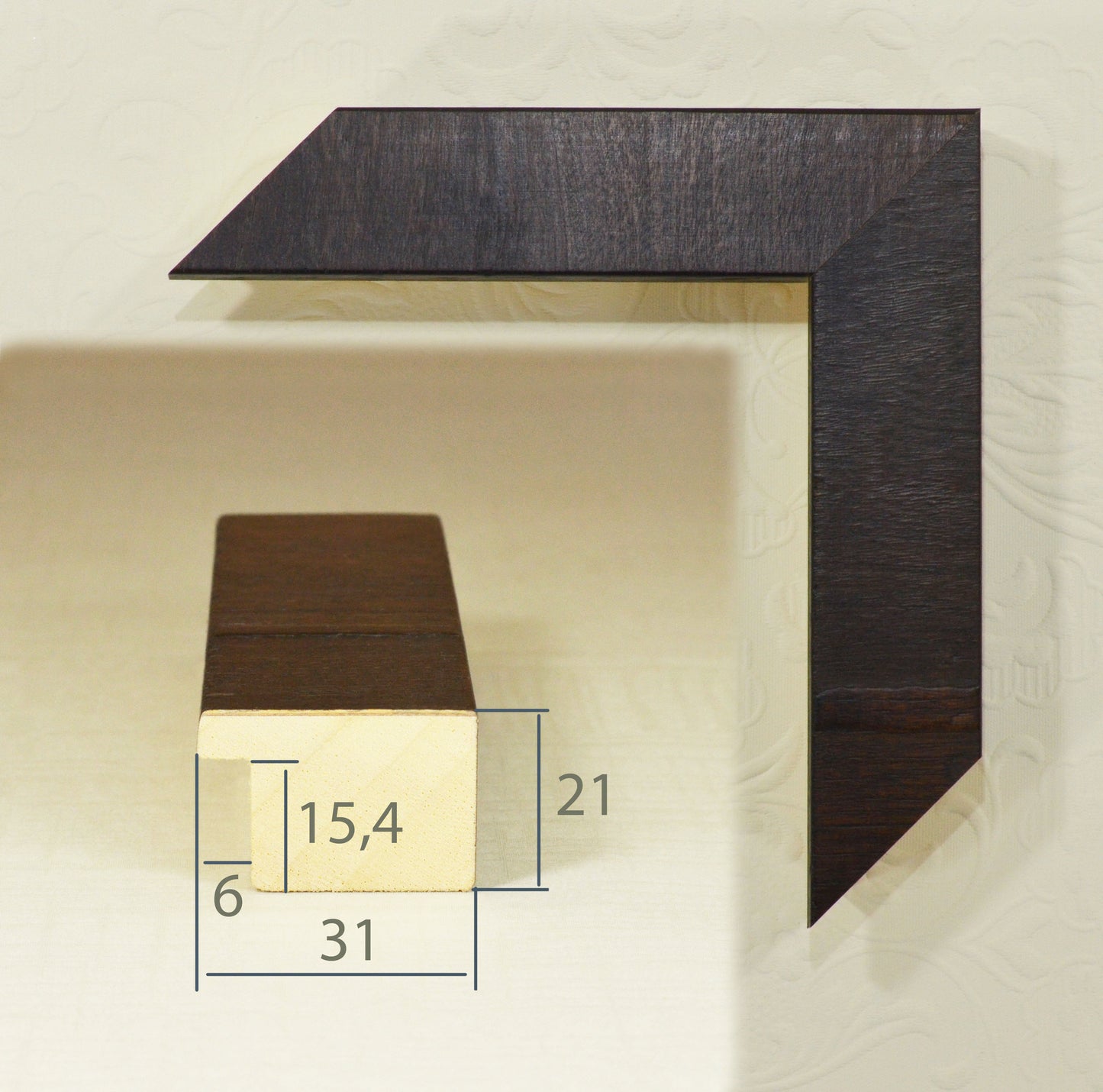 Picture Frame, Dark Brown Wood Veneer 1.2" Wide, 0.8" High.