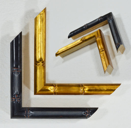 Wooden picture frame in bamboo style. Width 0.7 inches, height 1 inch. LARGE FRAME SIZES.