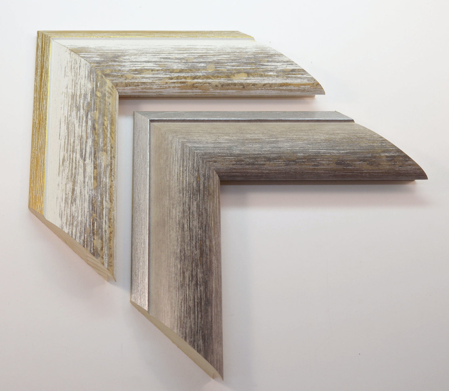 Stylish Gray and Off-White Wood Picture Frame Gold and Silver. Width 2.7" x Height 1".