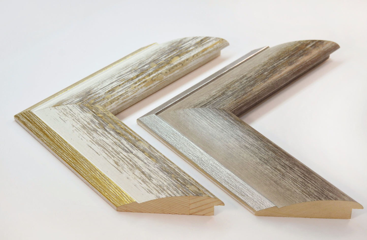 Stylish Gray and Off-White Wood Picture Frame Gold and Silver. Width 2.7" x Height 1".