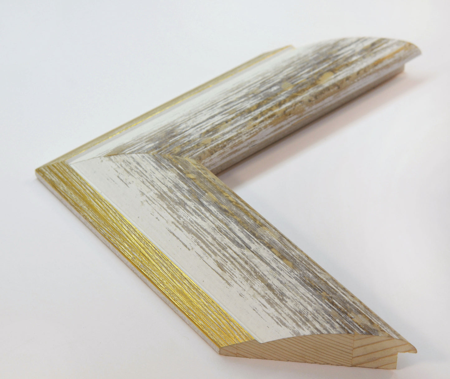 Stylish Gray and Off-White Wood Picture Frame Gold and Silver. Width 2.7" x Height 1".
