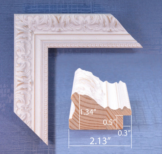 Antique Beige Picture Frame with Beige stripe in classic style. 2.13" wide x 1.34" high.