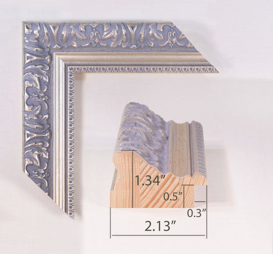 Antique Silver Picture Frame on a rich gray background with a classic style Silver stripe. 2.13" wide x 1.34" high.