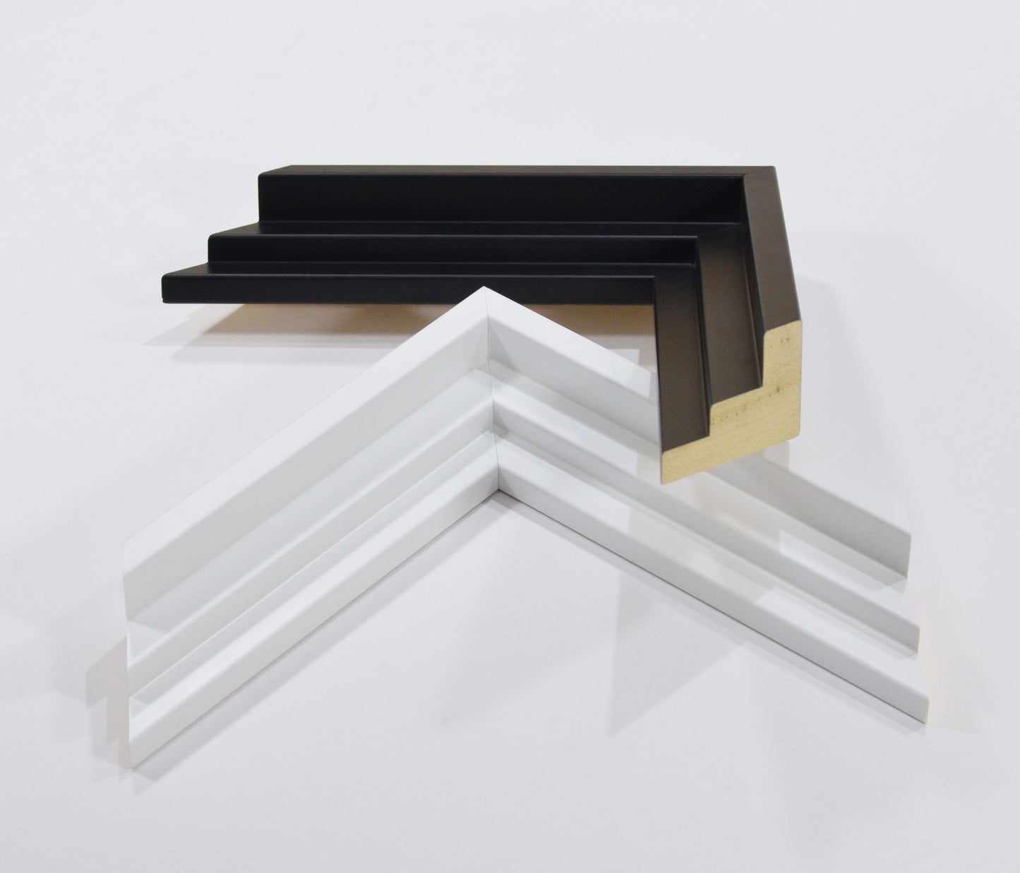 Modern Floating Wooden Stylish Frame Black and White for Canvas Paintings Stretched on Thick Subframe. Frame Width 1.58" x Height 1.38"