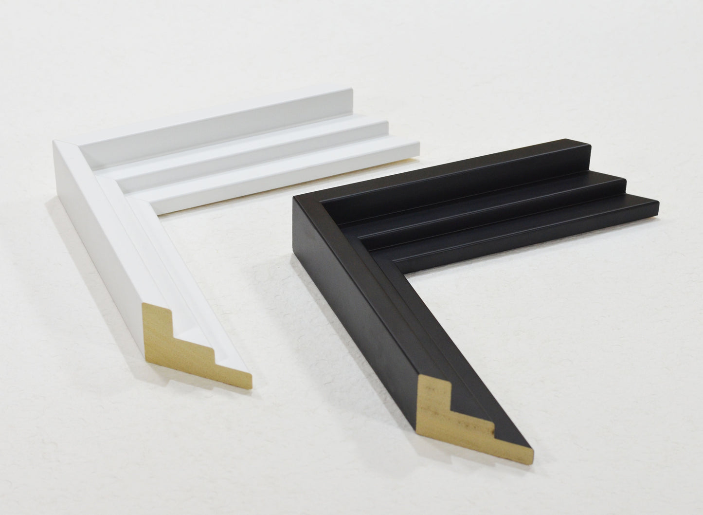 Modern Floating Wooden Stylish Frame Black and White for Canvas Paintings Stretched on Thick Subframe. Frame Width 1.58" x Height 1.38"