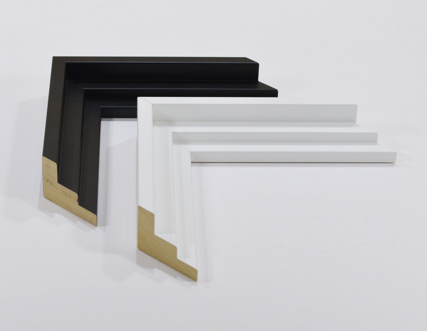 Modern Floating Wooden Stylish Frame Black and White for Canvas Paintings Stretched on Thick Subframe. Frame Width 1.58" x Height 1.38"