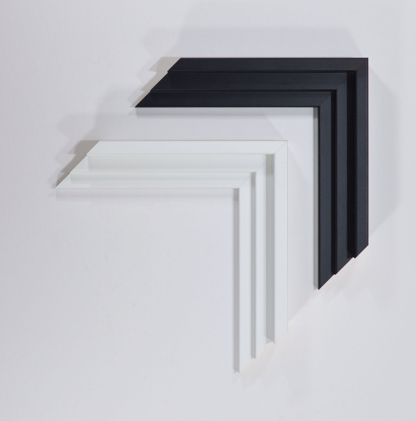 Modern Floating Wooden Stylish Frame Black and White for Canvas Paintings Stretched on Thick Subframe. Frame Width 1.58" x Height 1.38"