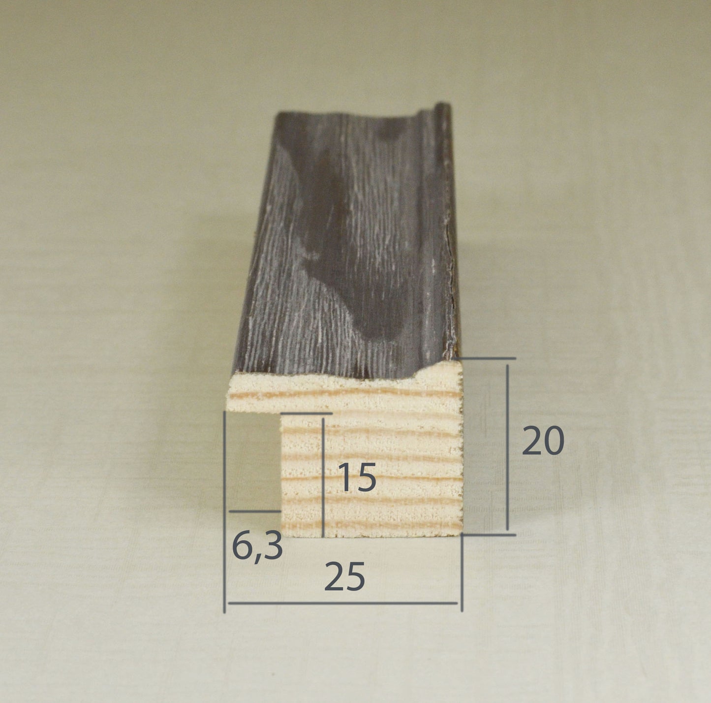 Photo Frame, Wood Gray with Gray Veins, 1" Width, 0.8" Height.