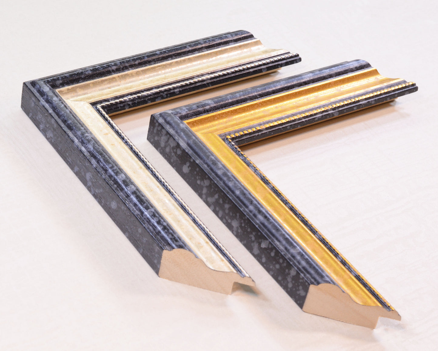 Wood Photo Frame Spotted with Silver and Gold Stripe. Width 1.1" Height 0.75"