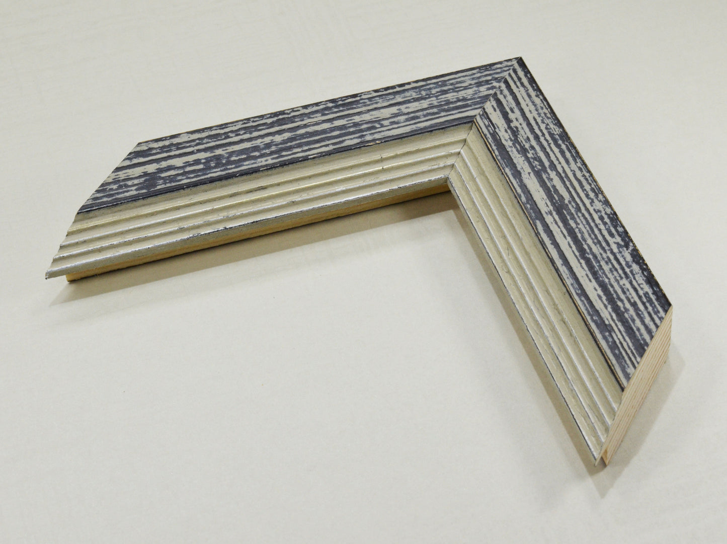 Wooden Gray Black Picture Frame with Gray Silver Steps, 1.5" wide, 0.7" high.